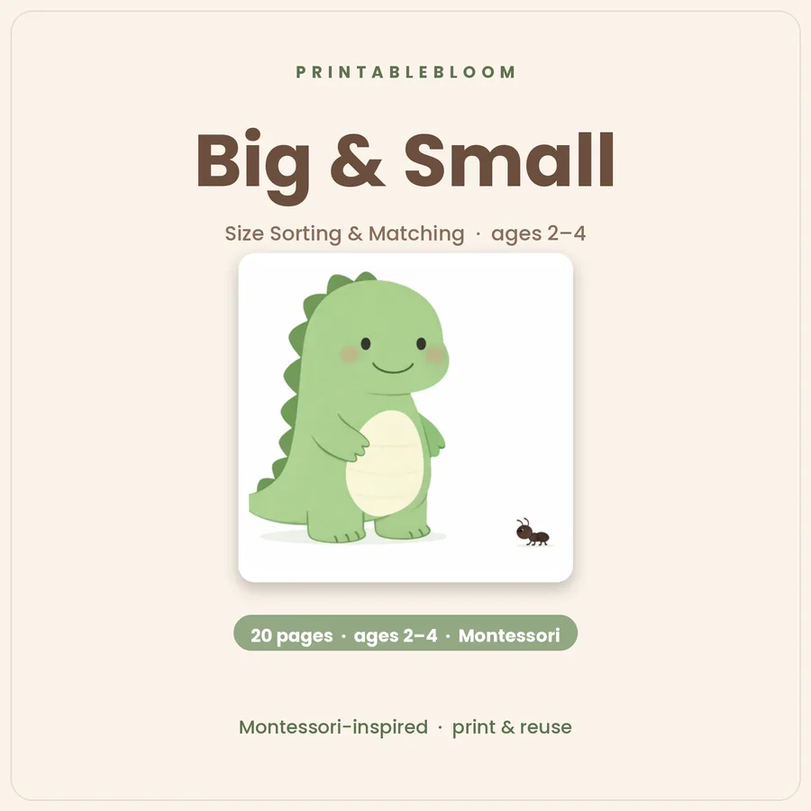 Big & Small size-sorting printable pack cover
